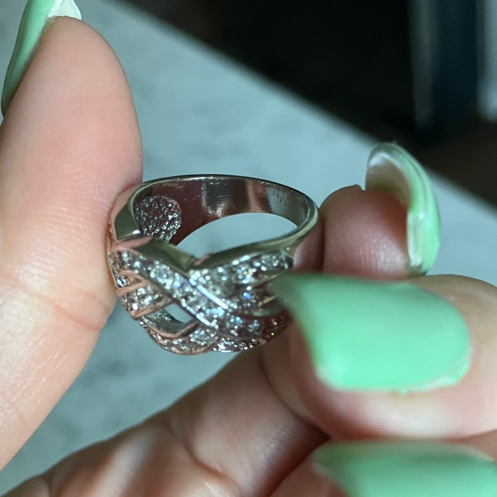 Sterling Silver White Cubic Zirconia Infinity Knot Ring - Picture 10 of 13